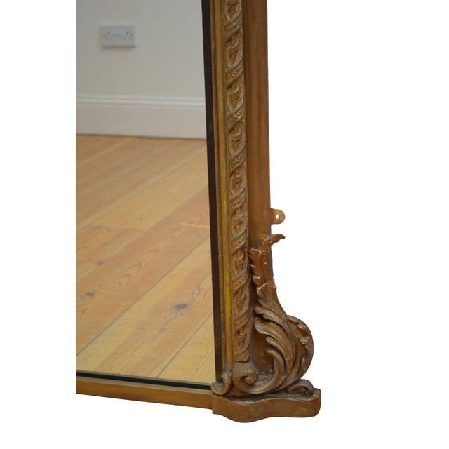 Antique Gilded Overmantel Arched Wall Mirror, 1860 For Sale - Image 13 of 15