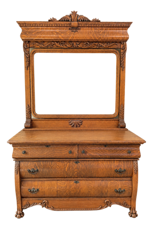 Antique American Quartersawn Oak Dresser With Mirror