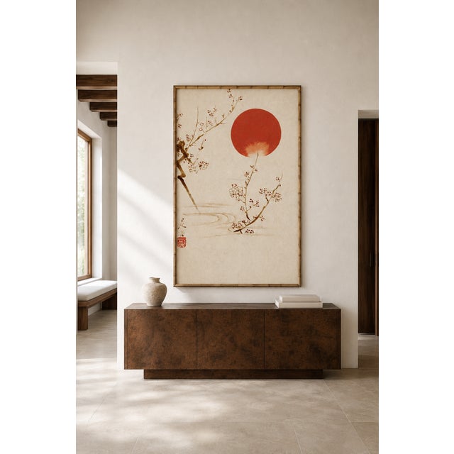 19th Century Sun and Plum Branches Japanese Botanical Fine Art Print by Shibata Zeshin — 20" X 30" For Sale - Image 4 of 9