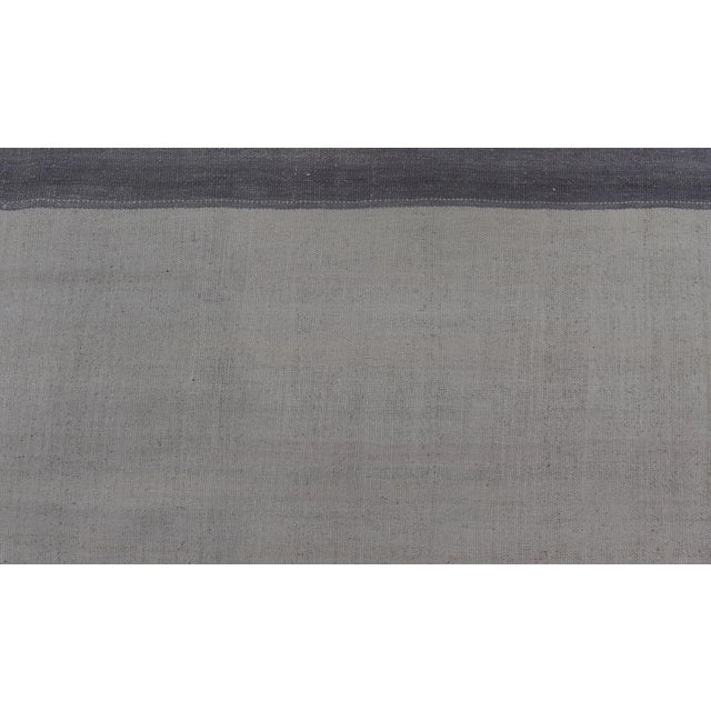 Textile Vintage Turkish Kilim Rug With White Field and Light Lavender Border For Sale - Image 7 of 12