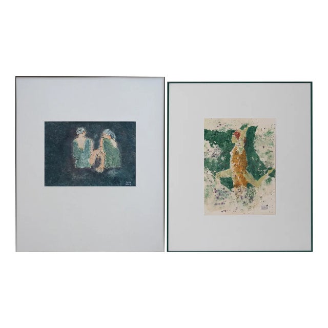 Joan Carles Roca Sans, The Dancers, 1920s, Watercolors, Set of 2 For Sale