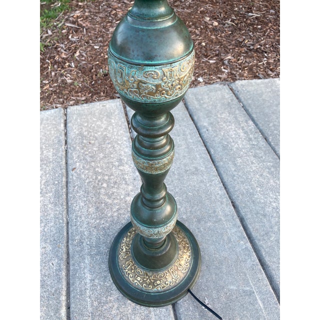 Mid 20th Century Japanese Floor Lamp in Verdigris Bronze For Sale - Image 5 of 13