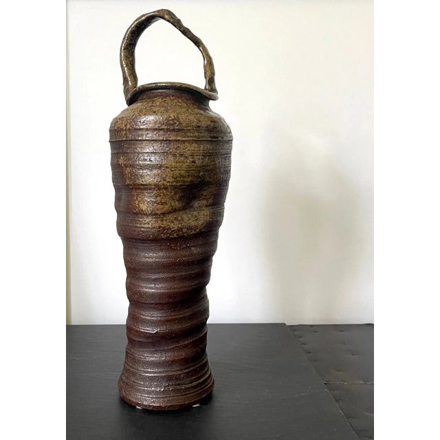Mid 20th Century Japanese Ceramic Ikebana Vase Bizen Ware Nanba Koyo For Sale - Image 5 of 13