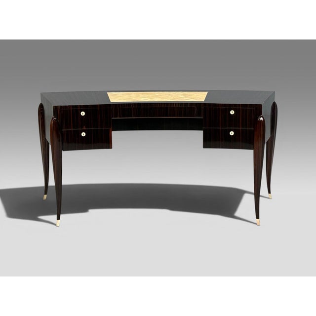 Émile-Jacques Ruhlmann Attribution, French Art Deco, Desk, Macassar Mahogany, Shagreen, France, 1900s A spectacular fully...