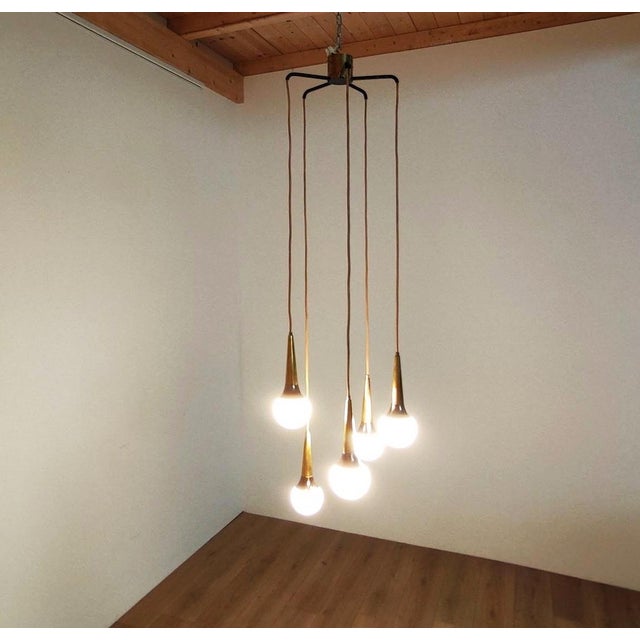 Metal Five-Light Waterfall Lamp from Stilnovo, 1950s For Sale - Image 7 of 11