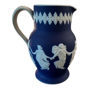 1950s Dudson Hanley Blue Jasperware Pitcher