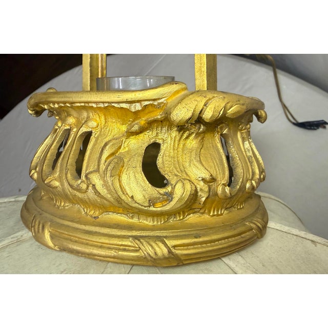 Large Antique 1800's Ornate Louis XVI Dore Bronze Electric Oil Lamp Chandelier For Sale - Image 14 of 16