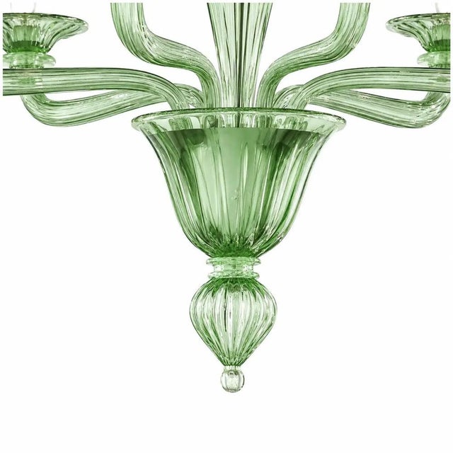 Sculptural Linear Rigadin Green Murano Glass Chandelier by Simoeng For Sale - Image 4 of 6