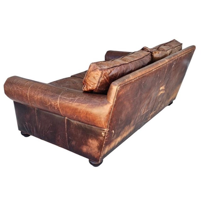 Brown Restoration Hardware Lancaster Luxe Depth Brompton Sofa in Cocoa Leather For Sale - Image 8 of 18