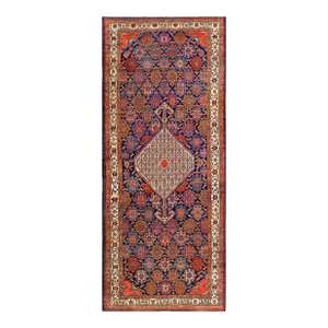 Traditional Navy Background With Fine Medallion Centre in a Geometric Design Persian Bibikabad Rug