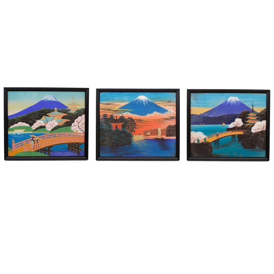 富士山 リトグラフ 47/80 Shunji Matsumoto Three Japanese Paintings
