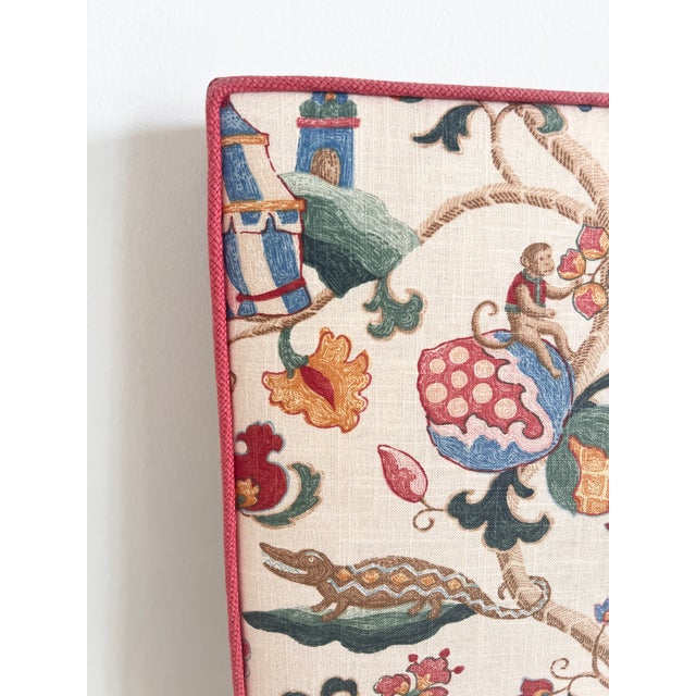 1990s Upholstered Headboard in P. Kaufmann Uzbek Jewel Fabric – Elephant Chinoiserie Print by Calico Corners For Sale - Image 13 of 15