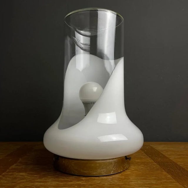 Vintage White Glass Table Lamp, Italy, 1970s For Sale - Image 13 of 13
