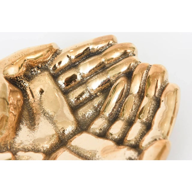 Vintage Brass Bowl, Object or Paperweight With Praying Hands, 50's For Sale In Miami - Image 6 of 11
