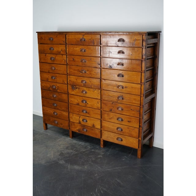 Industrial Dutch Pine Industrial Apothecary / Workshop Cabinet, 1950s For Sale - Image 3 of 18