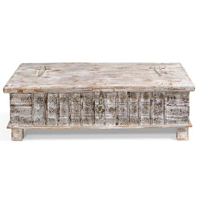 Vintage Indian Iron Bound Cream Chest, 1940s For Sale - Image 10 of 10