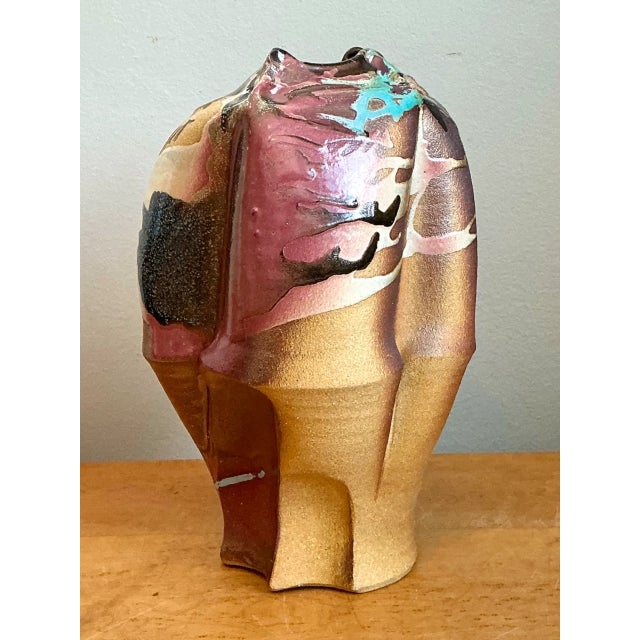 Vintage Abstract Drip Glaze Ceramic Vase For Sale - Image 10 of 12