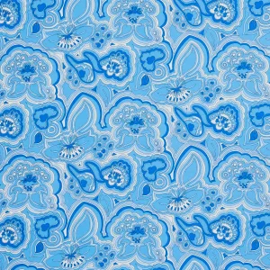 Schumacher x Trina Turk Morning Sunrise Print Indoor/Outdoor Fabric in Horizon Blue
