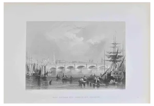 William Henry Bartlett, New Bridge and Bromielaw, Glasgow, Lithograph, 19th Century
