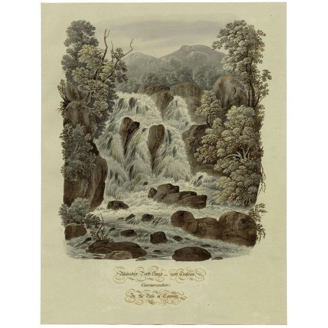 An original c.1832 watercolour painting Waterfall Rhaeadr Porth-llwyd near Trefriw, Caernarfonshire, Wales.A fine and...