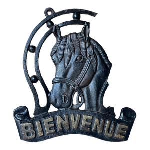 Cast Iron French Horse Head Welcome Sign