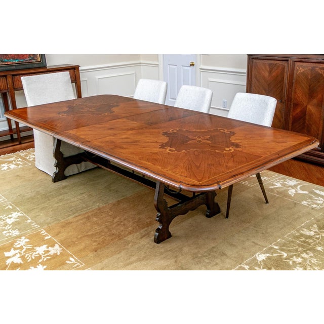 Spanish Vintage Spanish Continental Style Inlaid Extension Dining Table For Sale - Image 3 of 18