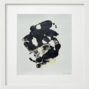 18' X 18' Framed Original Black and White Painting by Diane Grant / Robert Motherwell