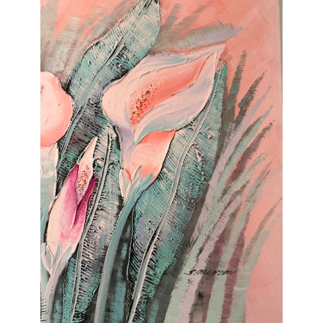 Impressionist 1980s Calla Lily Oil Painting For Sale - Image 3 of 5