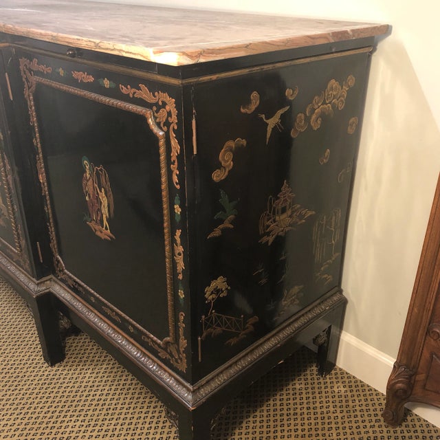 Chinoiserie Chinoiserie Marble Top Breakfront Sideboard For Sale - Image 3 of 12