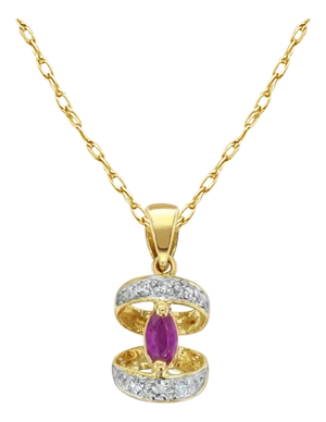Marquise Ruby & Diamond Pave Necklace 16"