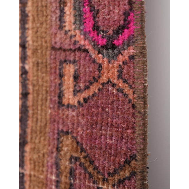 1970s Vintage Orange Patchwork Turkish Runner Rug - Handwoven Wool Boho Carpet For Sale - Image 5 of 9
