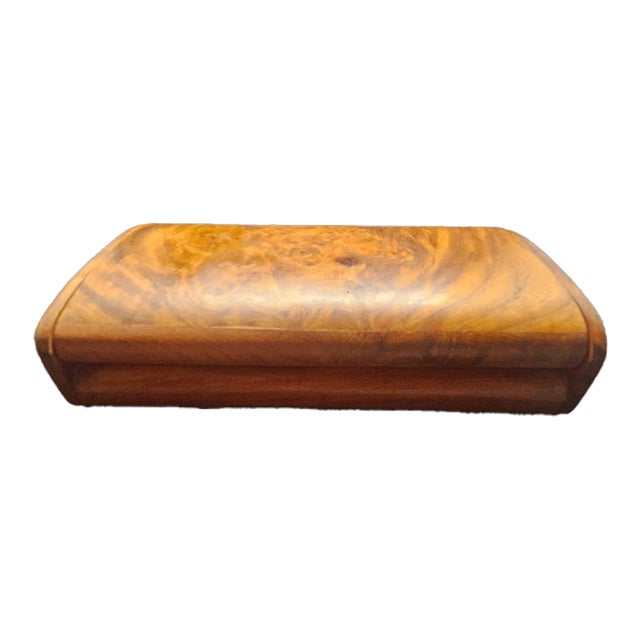 Vintage Curved-Top Highly Figured Burl Wood Eyeglass Box For Sale