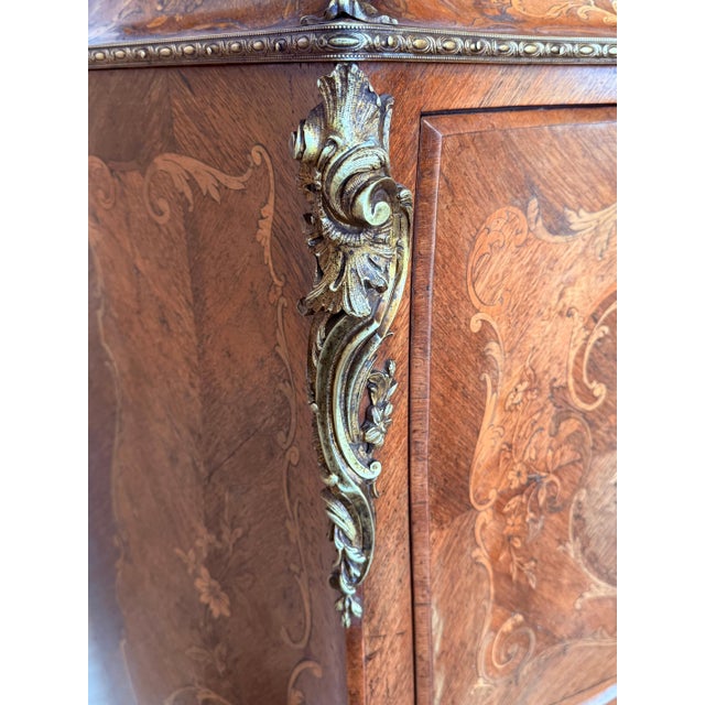 19th Century Bombe Marquetry Secrétaire à Abattant, Marble Top and Bronze Mounts For Sale - Image 13 of 18