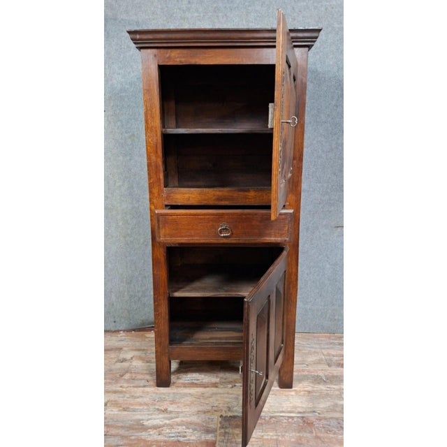 Wood Louis XII Style Oak Wardrobe, 20th Century For Sale - Image 7 of 10