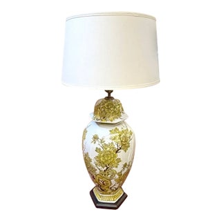 Mid Century Chinoiserie Porcelain Ginger Jar Lamp With Imari Design, Attributed to Marbro Lamp Company For Sale