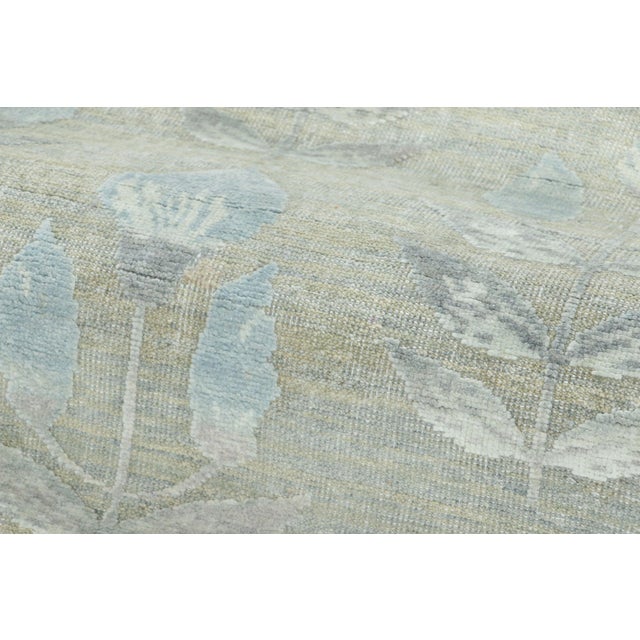 Rug & Kilim’s Block Print Rug With Beige-Gray and Steel Blue Florals For Sale In New York - Image 6 of 7