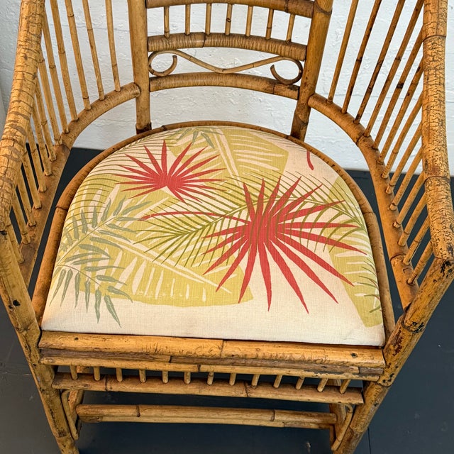 Tan Boho Chic Brighton Pavilion Style Rattan & Bamboo Armchair For Sale - Image 8 of 8
