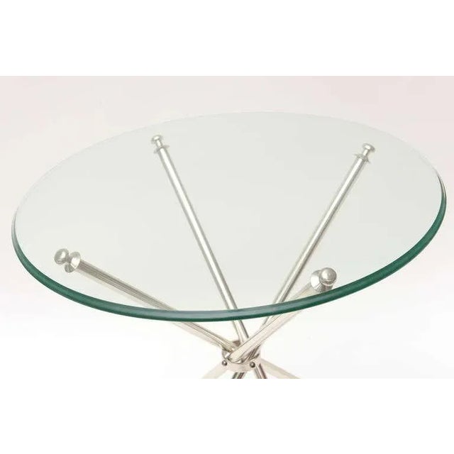 Vintage Silver-Plate Tripod and Glass Folding Side or Drink Tables 1960's For Sale In Miami - Image 6 of 10