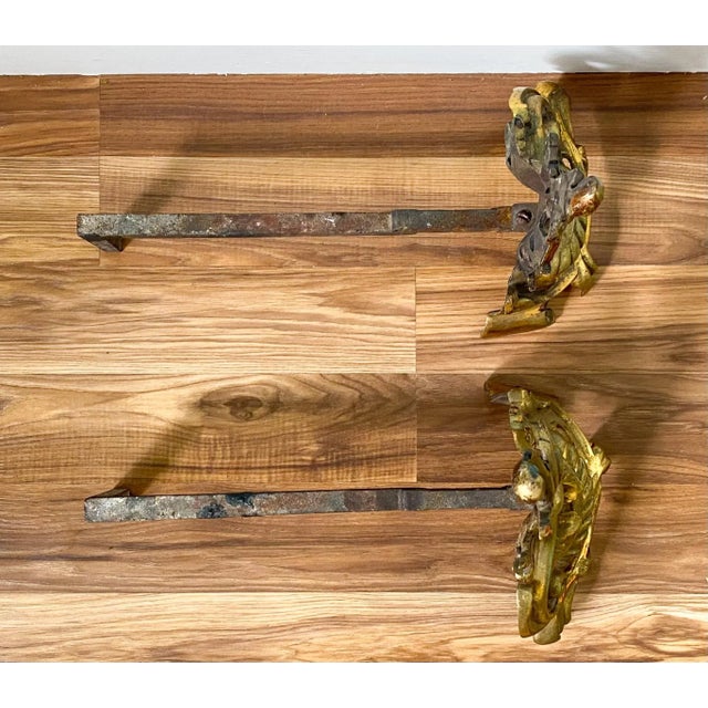 Metal 19th C. French Rococo Brass Andirons – A Pair – Gilded Age / European Antique For Sale - Image 7 of 12