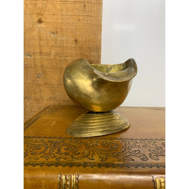 Vintage Small Brass Art Deco Styled Nautilus Shell Planter For Sale - Image 4 of 4