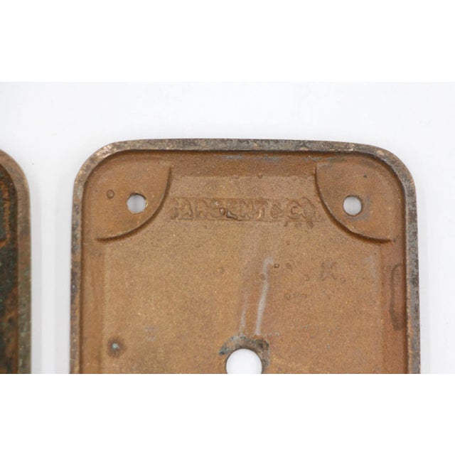 Mid 20th Century Pair of Vintage Bronze 12 In. Sargent Door Push Plates For Sale - Image 5 of 6
