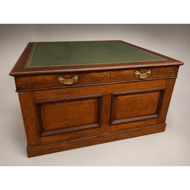 Wood Monumental 19th Century Mahogany Campaign Partner’s Library Desk For Sale - Image 7 of 12