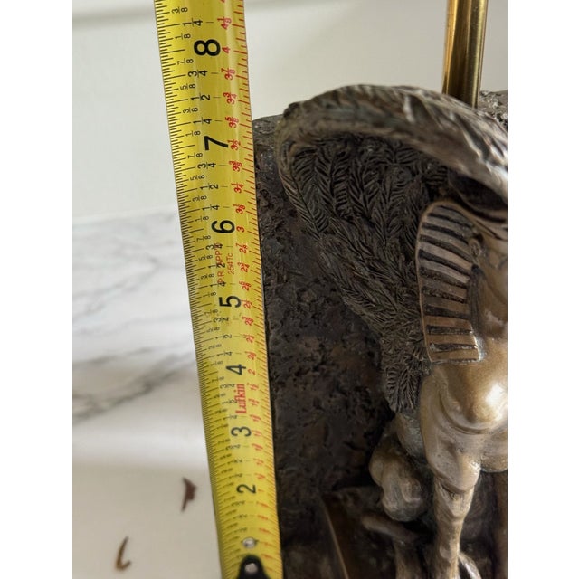 Vintage Egyptian Revival Griffin Sphinx Table Lamp With Black Metal Shade For Sale - Image 10 of 10