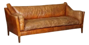 Large Vintage Tan Leather Sofa