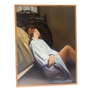Portrait of a Girl Sitting-Oil on Canvas For Sale