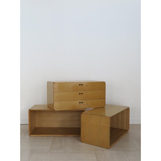 Wood Italian Samara Series Modular Bookcase in Ash by Derk Jan De Vries for Maisa, Italy, 1970s For Sale - Image 7 of 15
