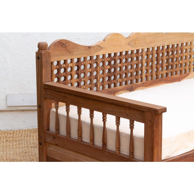 Wood Reclaimed Moroccan Club Daybed Sofa For Sale - Image 7 of 12