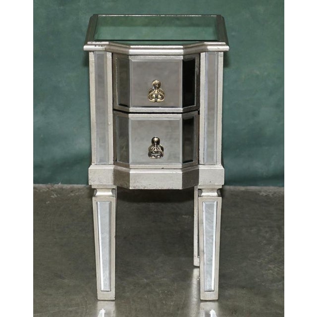 Rococo Venitian Bevelled Glass Nightstand with Drawers by Aeg, 2010, Set of 2 For Sale - Image 3 of 18
