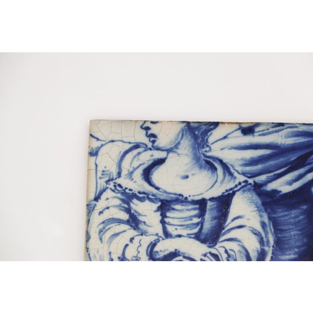 Ceramic 19th Century Set of Two Tiles Depicting a Couple, Portuguese Baroque For Sale - Image 7 of 12