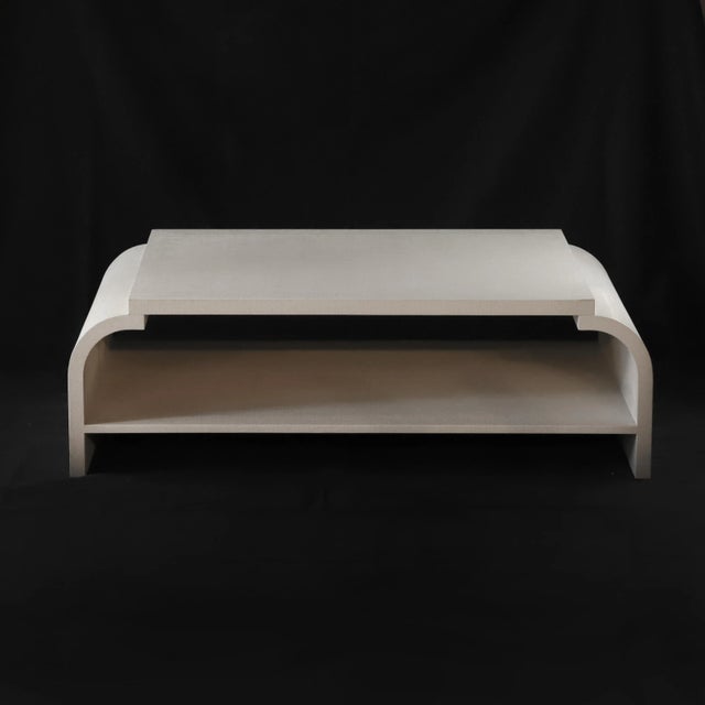 Traditional Vintage Raffia Covered White Cocktail Table For Sale - Image 3 of 13